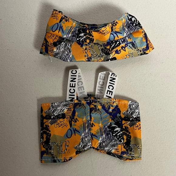 Designer Graffiti Overalls Boots Bucket Hat 3 Piece Outfit For Labubu Blue - Picture 2 of 11